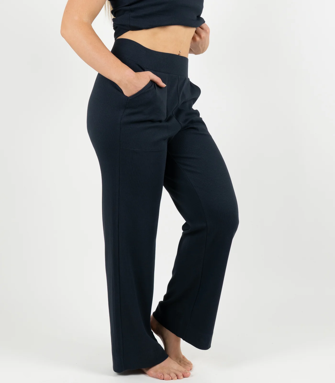 Organic Cotton Ribbed Wide Leg Lounge Pant - Image 16