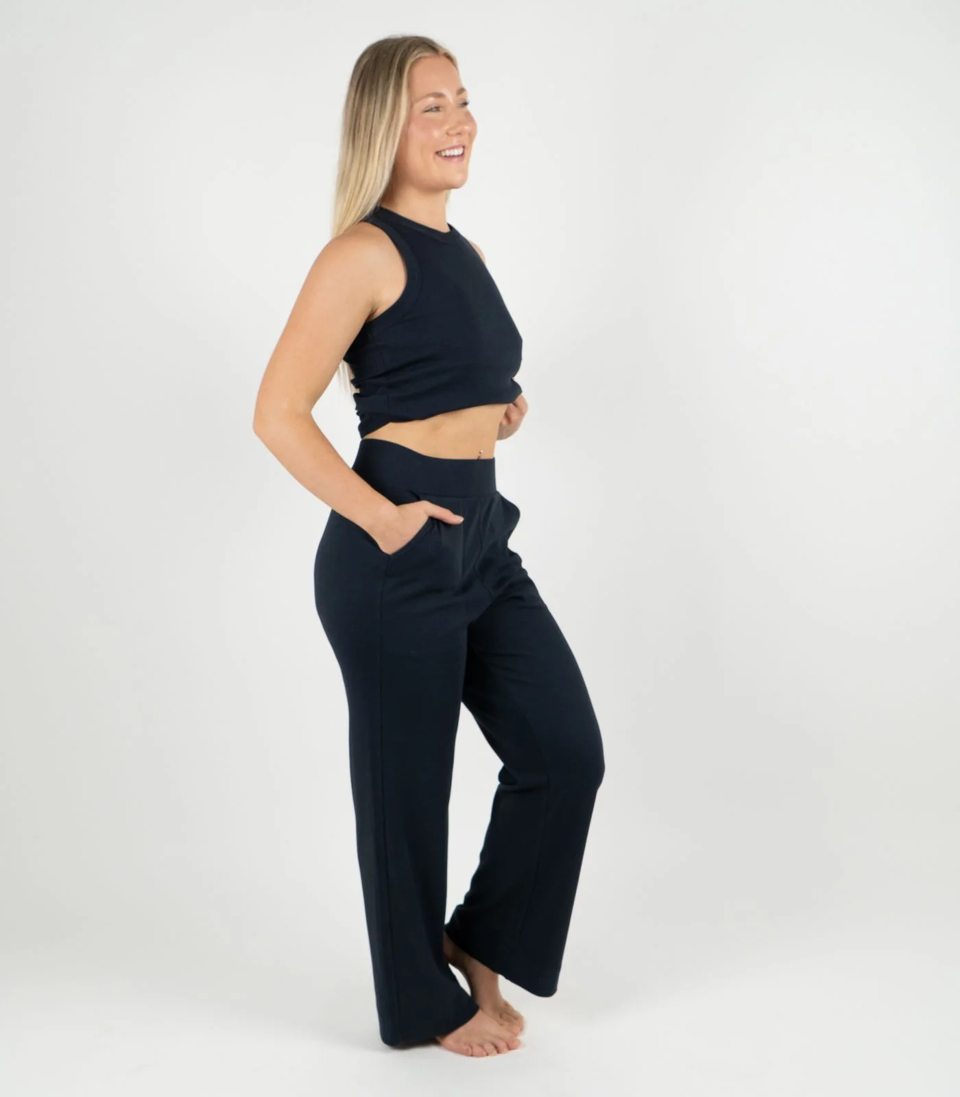 Organic Cotton Ribbed Wide Leg Lounge Pant - Image 18