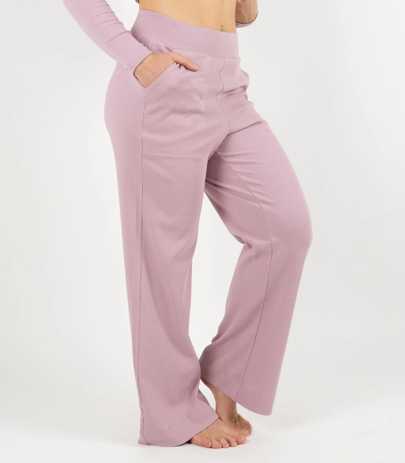 Organic Cotton Ribbed Wide Leg Lounge Pant - Image 27