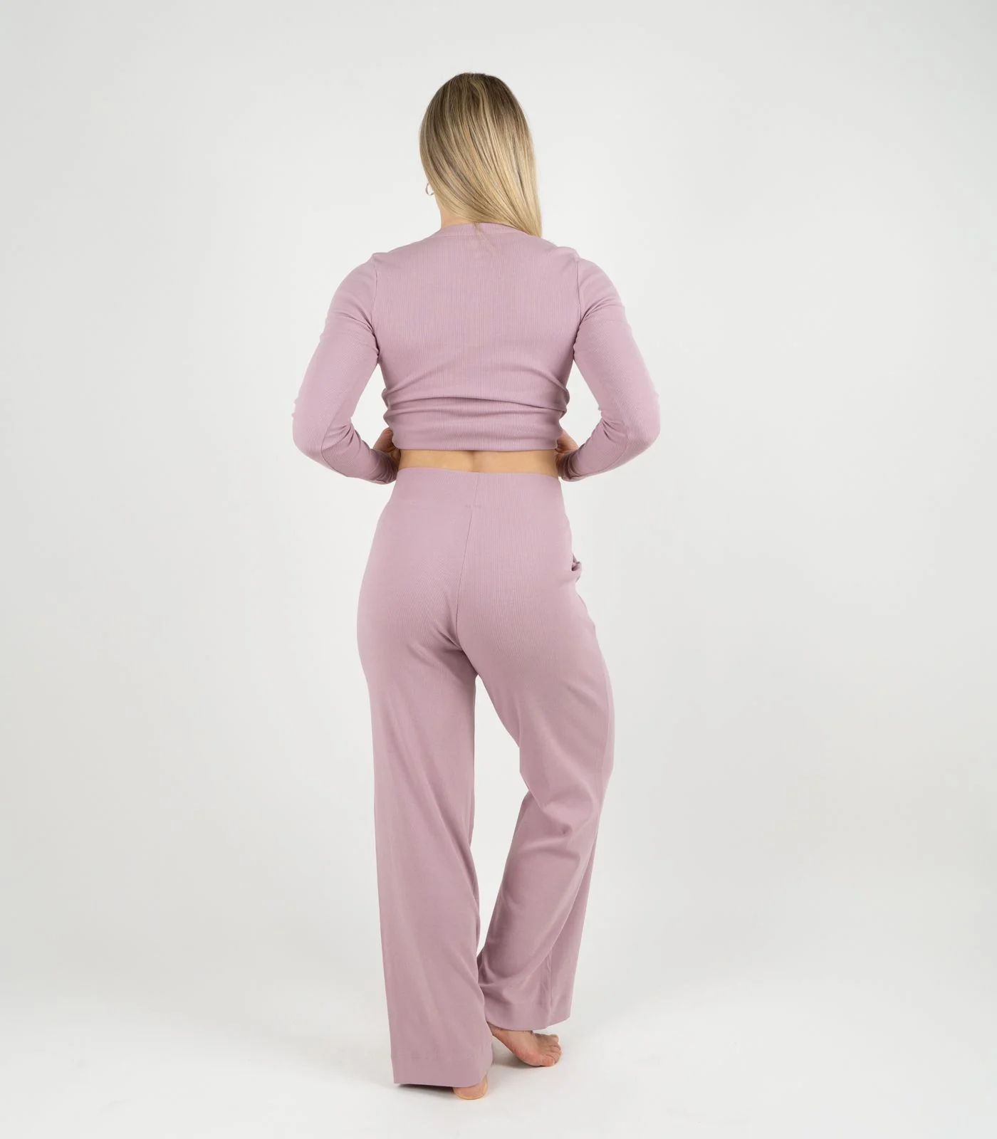 Organic Cotton Ribbed Wide Leg Lounge Pant - Image 31