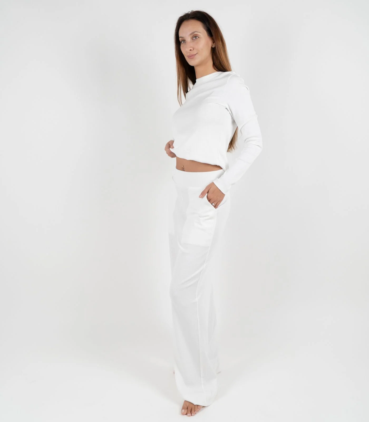 Organic Cotton Ribbed Wide Leg Lounge Pant - Image 6