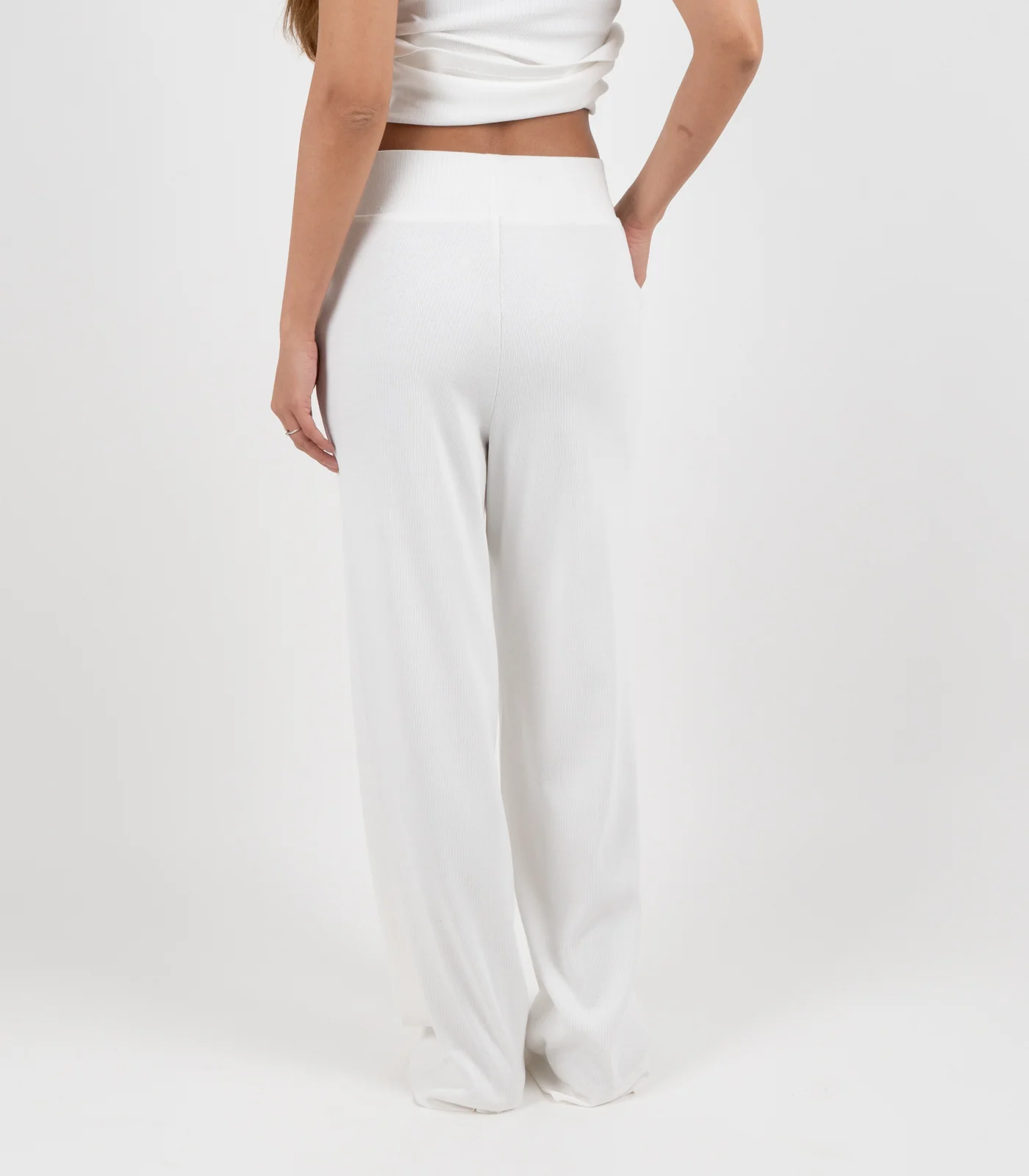 Organic Cotton Ribbed Wide Leg Lounge Pant - Image 8